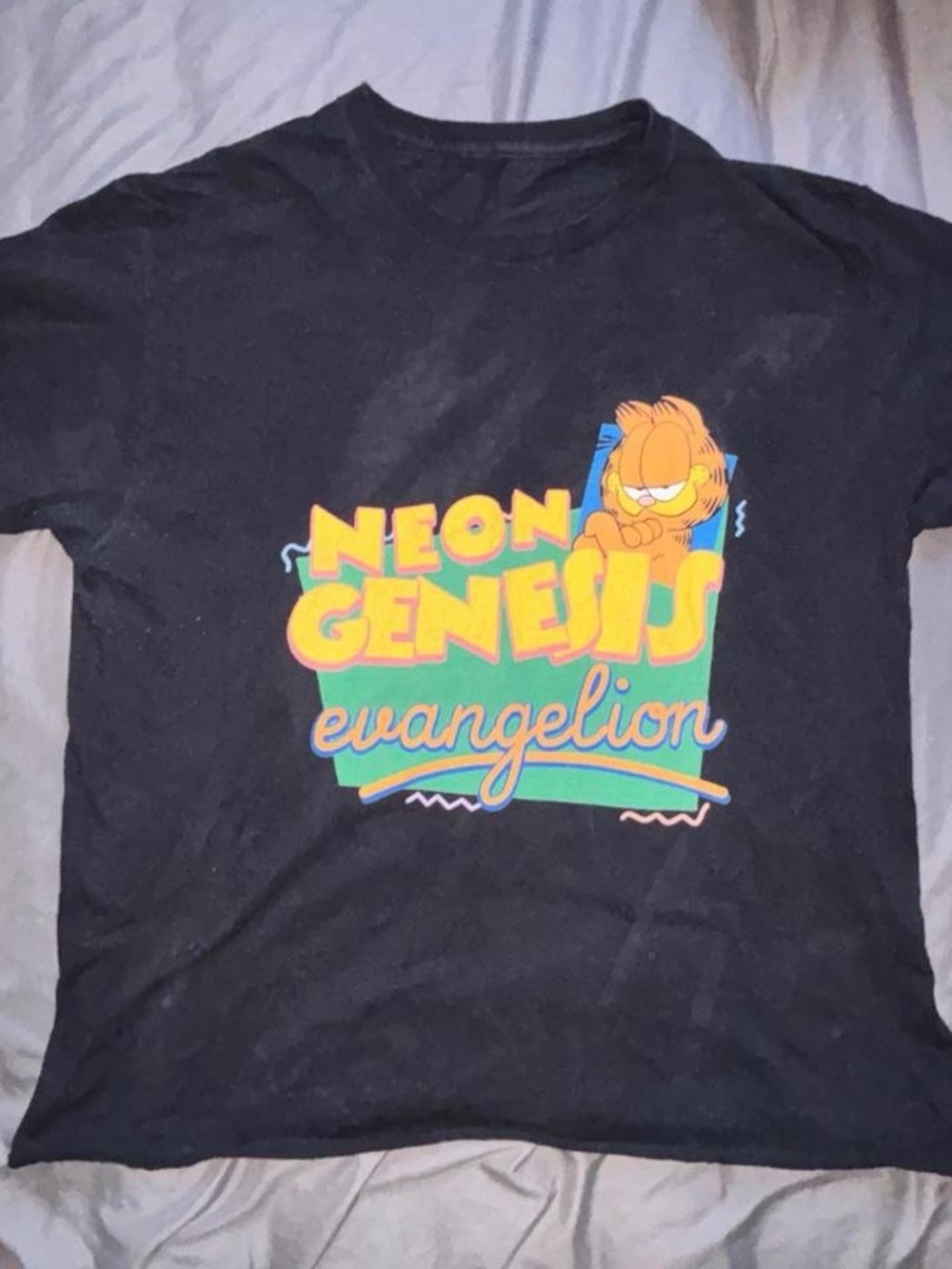 Neon Genesis Evangelion Garfield Graphic Tee - Black
